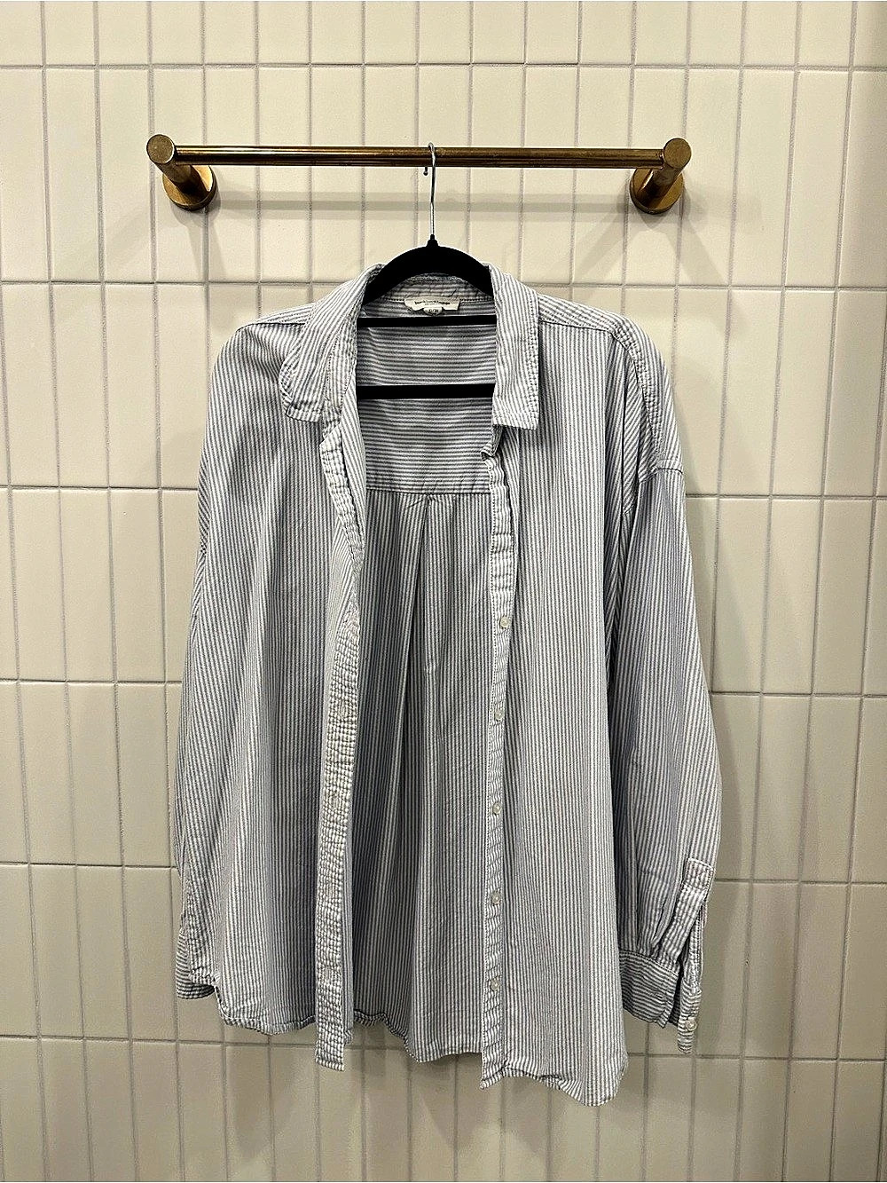 Striped Cotton Button Down Shirt in XL